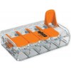 Wago Univerzální konektor 5x4mm2 transparentní oranžový s páčkami (221-415)
