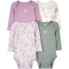 CARTER'S Body dlhý rukáv Purple/Green Floral dievča 4ks 12m/ veľ. 80 1R700410_12M