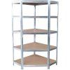 Regál Racks RAT80, do kúta, rohový, kovový, MDF, 5 políc, 180x90x40 cm, max. 150 kg/polica