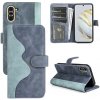 Peňaženkové kožené puzdro STITCHING na Huawei Nova 10 – Modrá