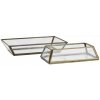 MADAM STOLTZ Sklenený podnos Clear / Aged brass – sada 2 ks