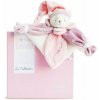 Doudou Darčeková sada - plyšová maznička ružový medvedík 24 cm