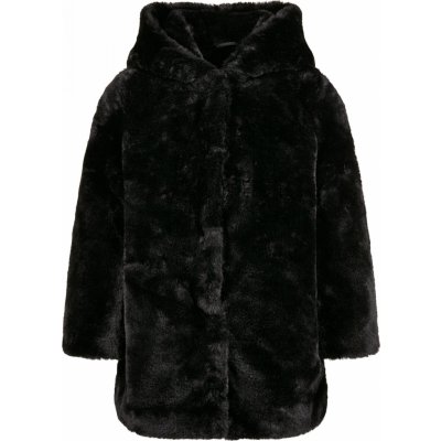 Urban Classics Detský kabát s kapucňou Girls Hooded Teddy Coat Black