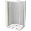 Mexen Pretoria sprchovací kút 80 x 90 cm, priehľadný, zlatý + plochá sprchová vanička-852-080-090-50-00-4010