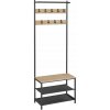 Textilomanie Kovová predsieňová stena LOFT 180 cm, čierna/dub sonoma