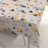 Biante Detský bavlnený obdĺžnikový obrus Sandra SA-613 Modro-oranžové lesné zvieratká na bledo sivom 140x180 cm