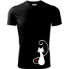 Zamilovaná mačka spredu - Pánske tričko Fantasy športové - XL ( Čierna )