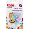 TORO Tortová sviečka číslica 5 zapichovacia 5cm slon