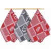 Bellatex Kuchynská utierka patchwork červeno-sivá 50 x 70 cm sada 3 ks