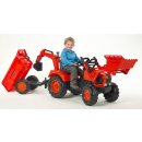 FALK Šliapací traktor 2090Z Kubota M135GX s nakladačom rýpadlom a vlečkou