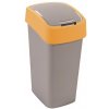 Odpadkový kôš s výklopným vekom, na triedenie odpadu, plastový, 50 l, CURVER, žltá/sivá