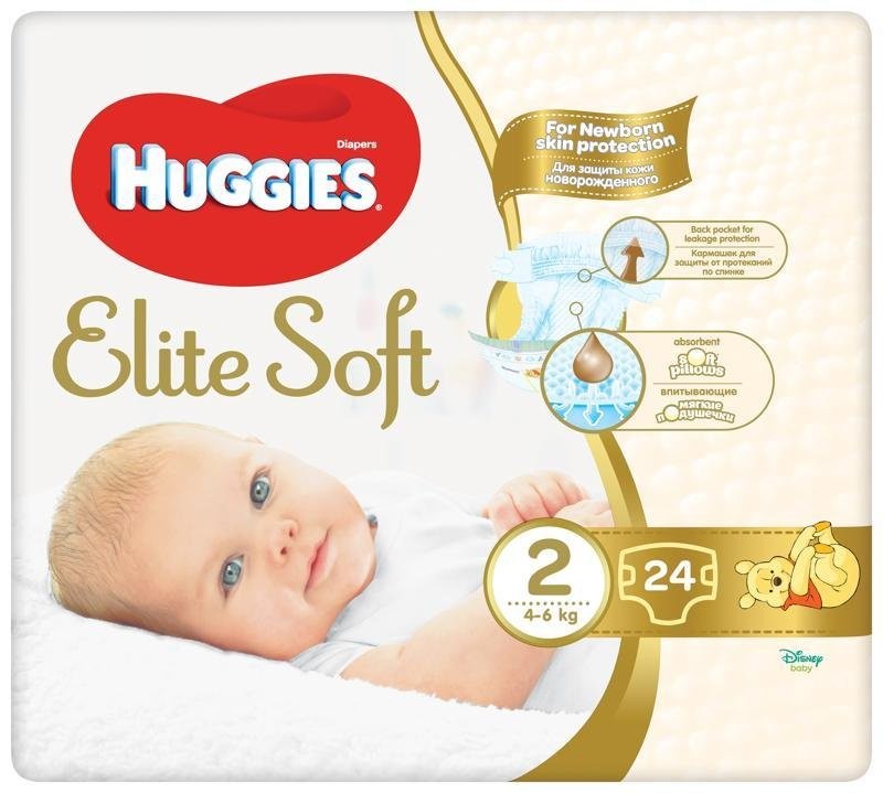 Huggies Elite Soft Newborn 4-6 kg 24 ks