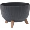Nohel Garden Žardinka ROMA ECO WOOD 4v1 plastová + 3 ks nožičiek d24x15cm Barva: Bílá, Průměr: 24 cm, Výška: 15 cm