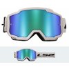 LS2 Helmets LS2 CHARGER GOGGLE WHITE WITH H-V GREEN IRID.VISOR