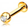 Šperky eshop - Labret do pery, brady a nad peru zo zlata 585 - gulička so zirkónom, 10 mm S2GG184.23