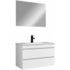 Kúpeľňový nábytok Cube 80 cm keramické umývadlo (2 zásuvky) so zrkadlom 60x80 cm lakované bielou farbou s vysokým leskom