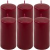 Sada stĺpových sviečok, 11,5 cm, Ø 6 cm, vínová, 6 ks