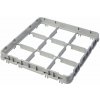 Cambro Nadstavec koša half drop 500x500 mm sivý, model E2, Cambro, počet priehradok: 9 (3x3), rozmer priehradky: 150x150 mm, Svetlosivá, 499x499x(H)51mm