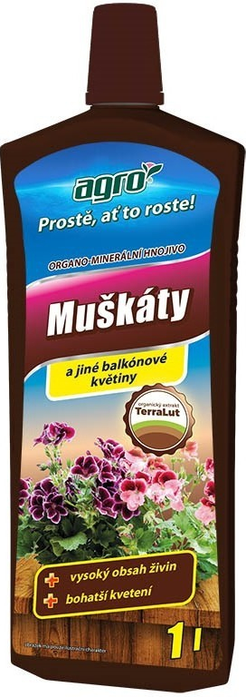 Agro organicko-minerálne hnojivo na muškáty 1 l