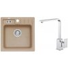 Alveus SET A474 Beige 55 / Chróm SETA474 - Drez Granitový Niagara 20 - 465x465mm, vanička 380x320x180mm, Beige 55 + bateria Reno, Chróm