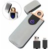 APT AG773B Elektronický USB strieborný (Elegantný USB plazmový zapaľovač s dotykovým spínačom a vstavaným akumulátorom)