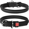 WAUDOG Soft - Kožený obojok s QR pasom (priemer 13 mm, dĺžka 53-63 cm) čierny