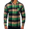 Zelená pánska flanelová košeľa s károvaným vzorom a dlhými rukávmi Bolf 2025-1