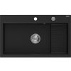 Mexen Omar, 1-komorový granitový drez 800x480x210 mm, čierny, chrómový sifón, 6520801005-77