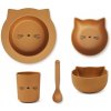 LIEWOOD Detská jedálenská sada Joana Baby Cat Golden Caramel