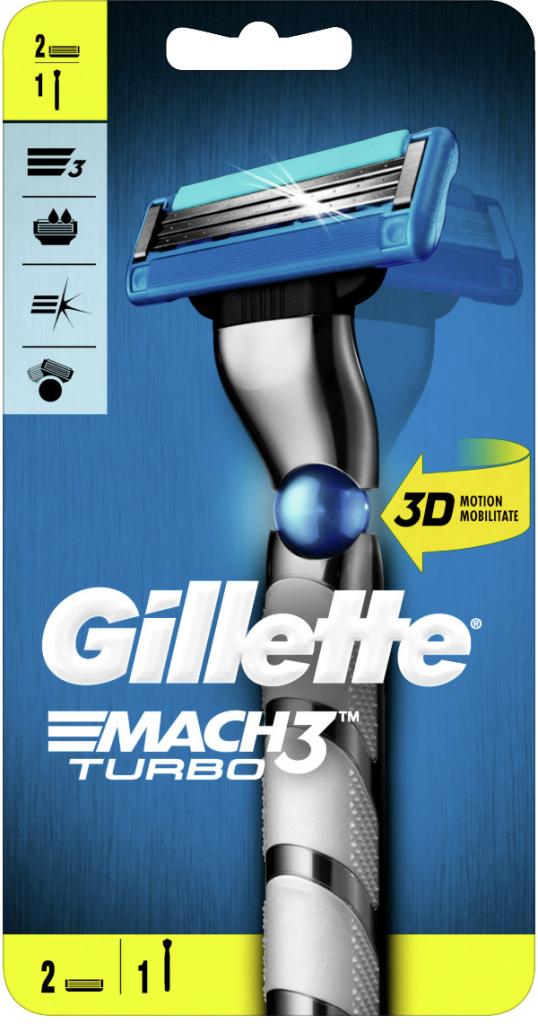 Gillette Mach3 Turbo 3D + 2 ks hlavic