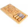 Koopman doštička na syr bambus sada 4 diely (doštička 38 × 18,5 × 1,5cm, 2× nôž, 1× vidlička)