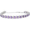 Nefertitis Náramok strieborný s africkými ametystmi a zirkónmi Ag 925 029074 AFAM NF32916 - obvod cca 19 cm