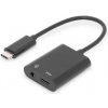 Digitus Rozbočovací kabel USB typu C, typ C - 3,5 mm + typ C M/F/F, 0,2 m, Gen2, 5A, 10 GB, Vers. 3,1, CE, bl