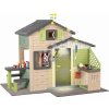 Domček Priateľov s posedením pod meteorologickou stanicou Friends House Evo Playhouse Life Smoby s podlahou a lampou v natur farbách rozšíriteľný