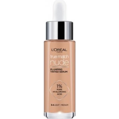 L'Oréal Paris True Match Nude Plumping Tinted Serum tónujúce sérum s 1 % kyseliny hyalurónovej 30 ml 3-4 light-medium