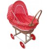 HRADIL Prútený kočík so sťahovacou búdkou - červená srdiečka