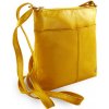 Žltá dámska kožená zipsová crossbody kabelka Jenny