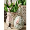 Clayre & Eef Dekorácia zelené vajíčko s kvetmi a vtáčikom - Ø 10*13 cm - Clayre & Eef