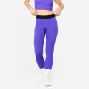 DOMYOS Dámske fitness legíny s pružným pásom fialové L (W33 L31)