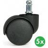 Kolieska pre kancelárske stoličky, 50 mm, pre mäkké podlahy, súprava 5 ks