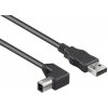 Kábel OEM PremiumCord USB 2.0 A-B pre tlačiarne 1m, 90° B-konektor, čierny
