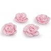 Saténový kvet ruže na našitie a nalepenie Ø5, 6 cm - 4 ks 3 (Ø5 cm) ružová sv.