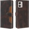 Peňaženkové kožené puzdro Buckle na Motorola Moto G13 / G23 / G53 5G - Hnedá