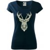 Jeleň kresba - Dámske tričko Pure - XS ( Tmavomodrá (veľmi tmavá - skoro čierna) )