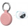 AppleMix Kryt / puzdro pre Apple Airtag - 360° ochrana + ochranná fólia + karabína - silikónové - ružové