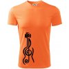 Husľový kľúč gitara - Pánske tričko Fantasy športové - XL ( Neon mandarine )