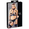 Cottelli Bondage - lesklý zdvihák pŕs s putami (čierny) - M