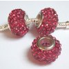 Štrasové korálky pandorky 15x10mm, 1ks cyklaménová (otvor 5mm , kovový prievlak, krásne vkladané kamienky)
