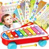 Cymbaly 8-tónové pre deti, edukatívne, farebná hudobná raketa, červená