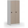 Šatníková skrinka S1 znížená, 2 oddiely, 1500 x 600 x 500 mm, zámok s čítačkou RFID kariet, béžové dvere
